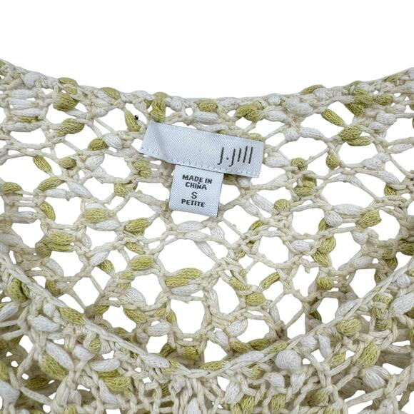 J. Jill Lemongrass Marled Yellow Open Stitch Crochet Chunky Knit Unlined Top - Picture 12 of 14